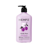 Hempz Vanilla Plum Lotion 17oz bottle provides long-lasting hydration for all skin types
