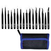 HengTianMei precision tweezer kit 16 types for delicate handling and assembly.