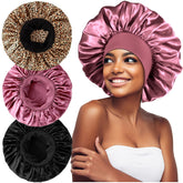 Heniho satin bonnet extra large sleeping fit protects hairstyles overnight.