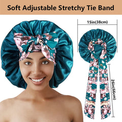 Heniho satin bonnet helps retain moisture for smoother, shinier hair.
