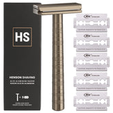 Henson Shaving Razor Tan angle closeup shows precise 30° design for smoother shaves.