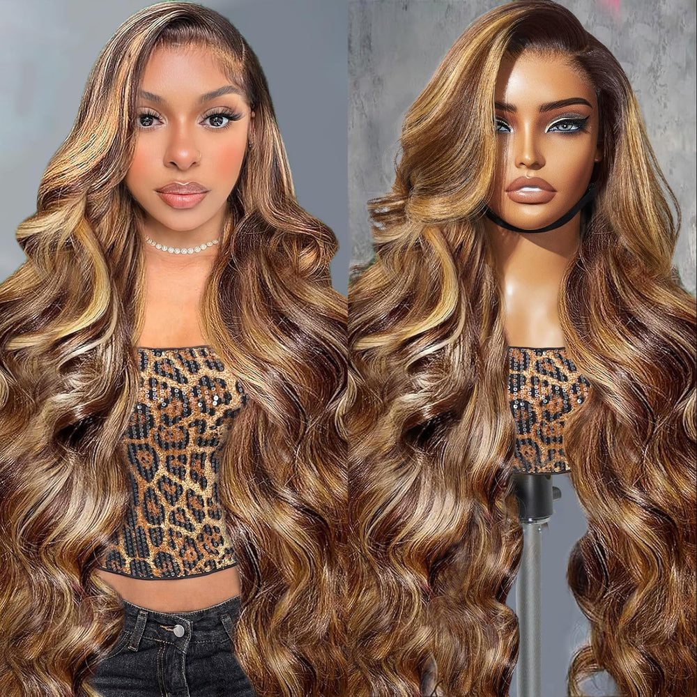Hepnok honey blonde ombre 13x6 lace-front front view with realistic scalp and fullness.