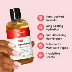 Her Fantasy Box Body Splash Yummy, aplicación suave para piel sedosa al instante.