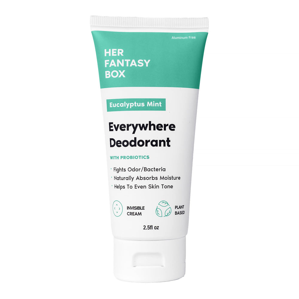 Desodorante Her Fantasy Box con menta en envase, frescura duradera.