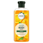 Botella de Herbal Essences champú voluminizante, aspecto limpio y promesa de cuerpo