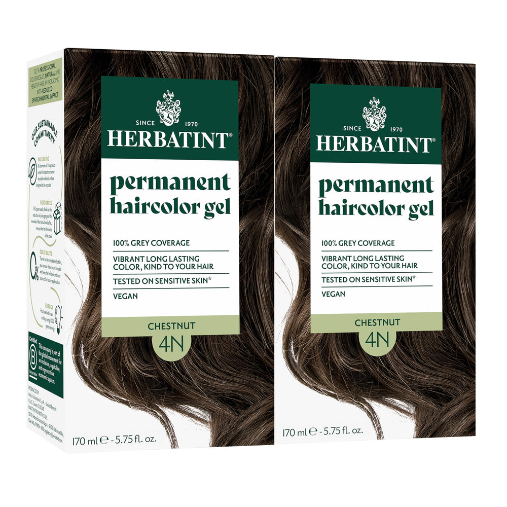 Herbatint 4N Chestnut bottle pour delivers even gray coverage and natural tone.