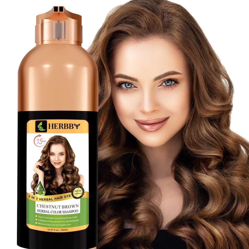 HERBBY gray hair coverage bottle pour shows easy at-home application.