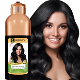 HERBBY hair color shampoo demonstrating gray coverage for a natural look