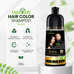 Herbishh 3-in-1 hair color shampoo swatch on strand.