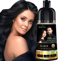 Herbishh Black Shampoo bottle delivering quick gray coverage.