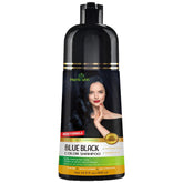 Herbishh blue-black hair color shampoo bottle for at-home color in minutes.