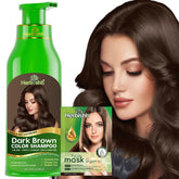 Herbishh hair color shampoo bottle showing gray hair coverage potential