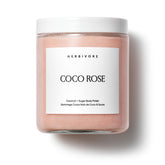 HERBIVORE Coco Rose Body Polish bottle for in-shower exfoliation and hydration.