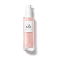 HERBIVORE Pink Cloud Cleanser bottle showing creamy jelly formula for makeup removal.