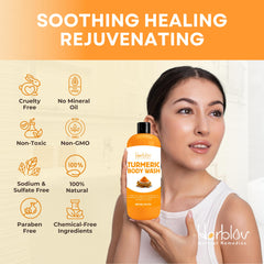 Herblov Ducha con Cúrcuma: aplicación de cabeza a pies, uso diario.