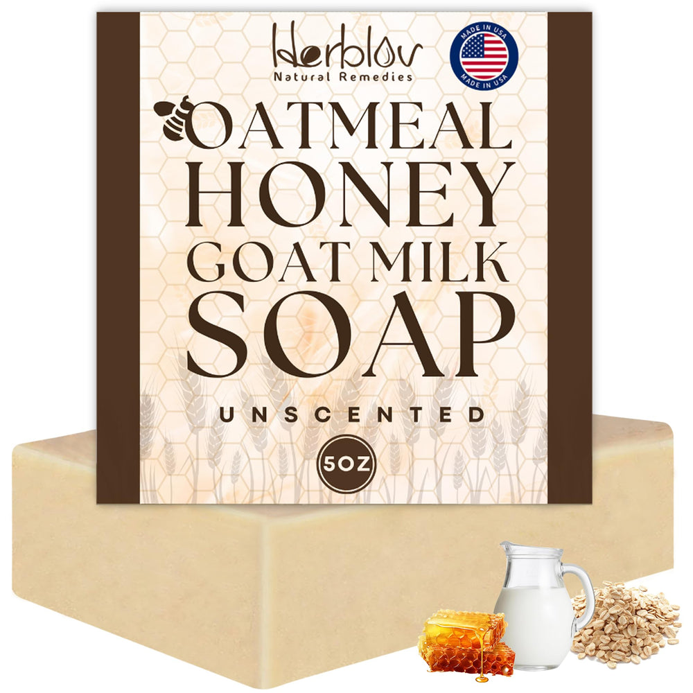 Herblov Jabon Avena Miel Leche de Cabra, limpieza suave para rostro y cuerpo.