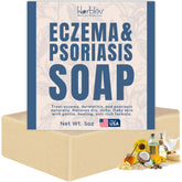 Barra Herblov Eczema en mano, cuidado suave para piel sensible.