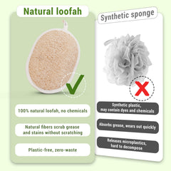 Esponja Herbvian lufa vietnamita, doble cara para limpieza profunda en la ducha.