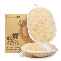 Esponjas Herbvian lufa vietnamita, paquete de 2, exfoliación suave para todo el cuerpo.