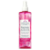 HERITAGE STORE Bruma facial agua de rosas y glicerina, hidratación suave para piel sensible.