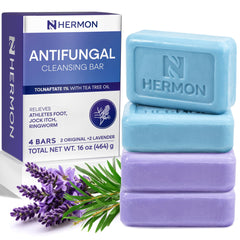 Hermon Antifungal Soap tea tree oil bottle—daily protection against fungal skin issues.