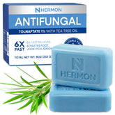 Hermon tea tree antifungal soap bar front view showing soothing relief from itch