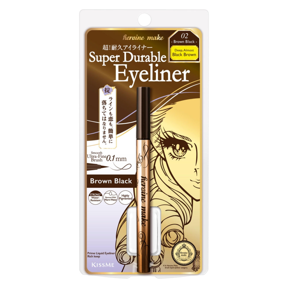 Heroine Make delineador agua resistente con punta ultra fina 0.1 mm para trazos precisos.