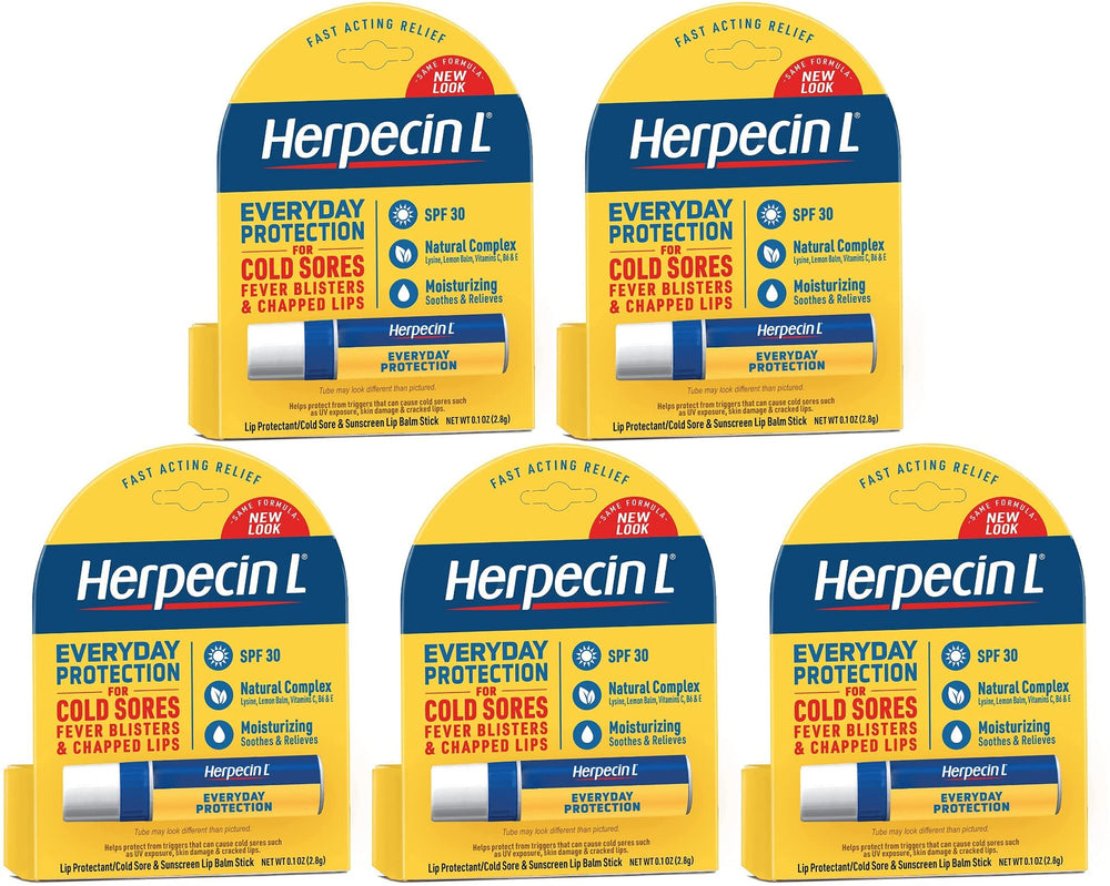 Herpecin-L SPF 30 lip protectant bottle shields lips from sun exposure.