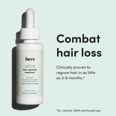 hers Hair Regrowth pump close-up showing easy scalp application