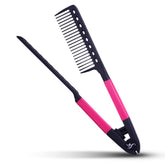 HerStyler hair straightening comb pink glides through hair for tangle-free prep