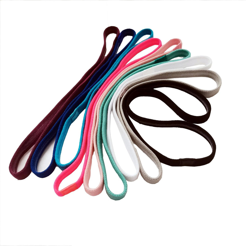 Hexchasty 9pc elastic thin headbands set with color variety for daily wear and workouts.