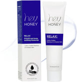 Hey Honey Relax bottle front view showing oil-free rosacea relief for sensitive skin.