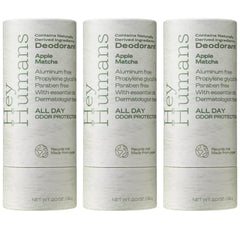 Hey Humans Apple Matcha deodorant bottle with all-day odor control.
