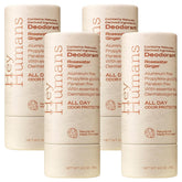 Hey Humans deodorant rosewater ginger packaging highlights sustainable paper packaging.