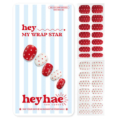 Heyhae tiras Uñas semi-curadas rojas con puntos para un look festivo