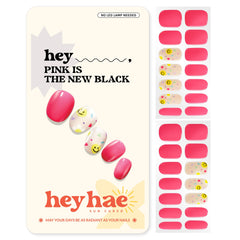 Heyhae semi-cured nail strips neon pink sun cure for quick at-home manicure