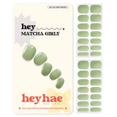 Heyhae tiras gel semi-curadas en verde matcha para uñas elegantes y duraderas.