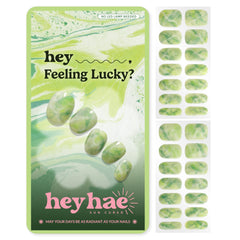 Heyhae tiras gel semicurado marmol verde, acabado elegante para uñas.