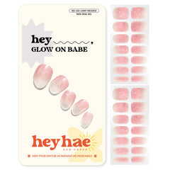 Heyhae tiras uñas gel semicuradas rosado glitter para brillo inmediato