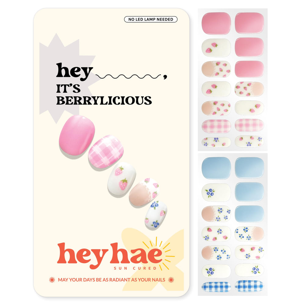 Heyhae tiras uñas gel semicurado Berrylicious para acabado duradero sin lámpara