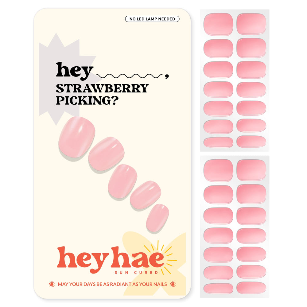 Heyhae tiras de uñas semi-curadas en tono rosa claro para un look elegante.