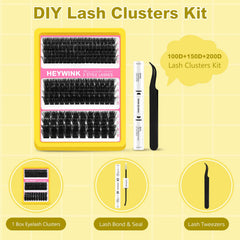 HEYWINK D-Curl lash clusters 12-18mm create wispy, dimensional look.
