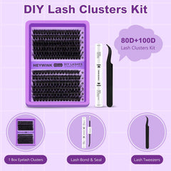 HEYWINK lash clusters kit D-curly design for natural lift and depth.