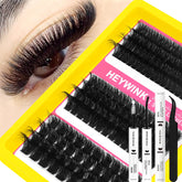 HEYWINK lash extension kit 100D dense clusters for bold daytime volume.