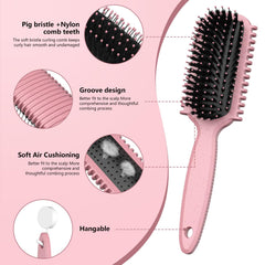HEZ Bristle brush for curly hair offering gentle detangling and shine.
