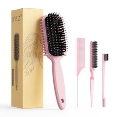 HEZ Curl Defining Brush in pink for gentle detangling and curl shaping.