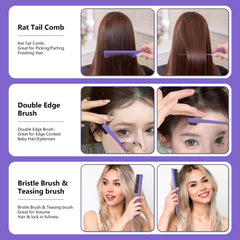 HEZ pin-tail comb detailed use on hairline and edges