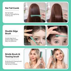 HEZ pin-tail comb targeting edges and bangs for sleek finishing