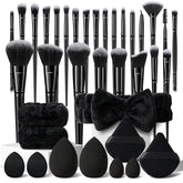 HGHDBT 36Pcs black makeup brushes set overview showcasing versatile high-density bristles.