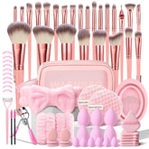 HGHDBT pink makeup brush set with case for organized travel and on-the-go makeup